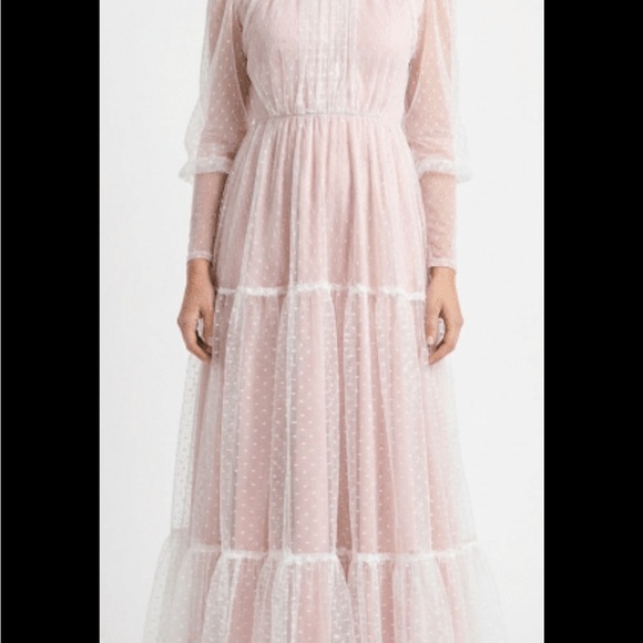 Chic Long Sleeve Pink Lace Dress